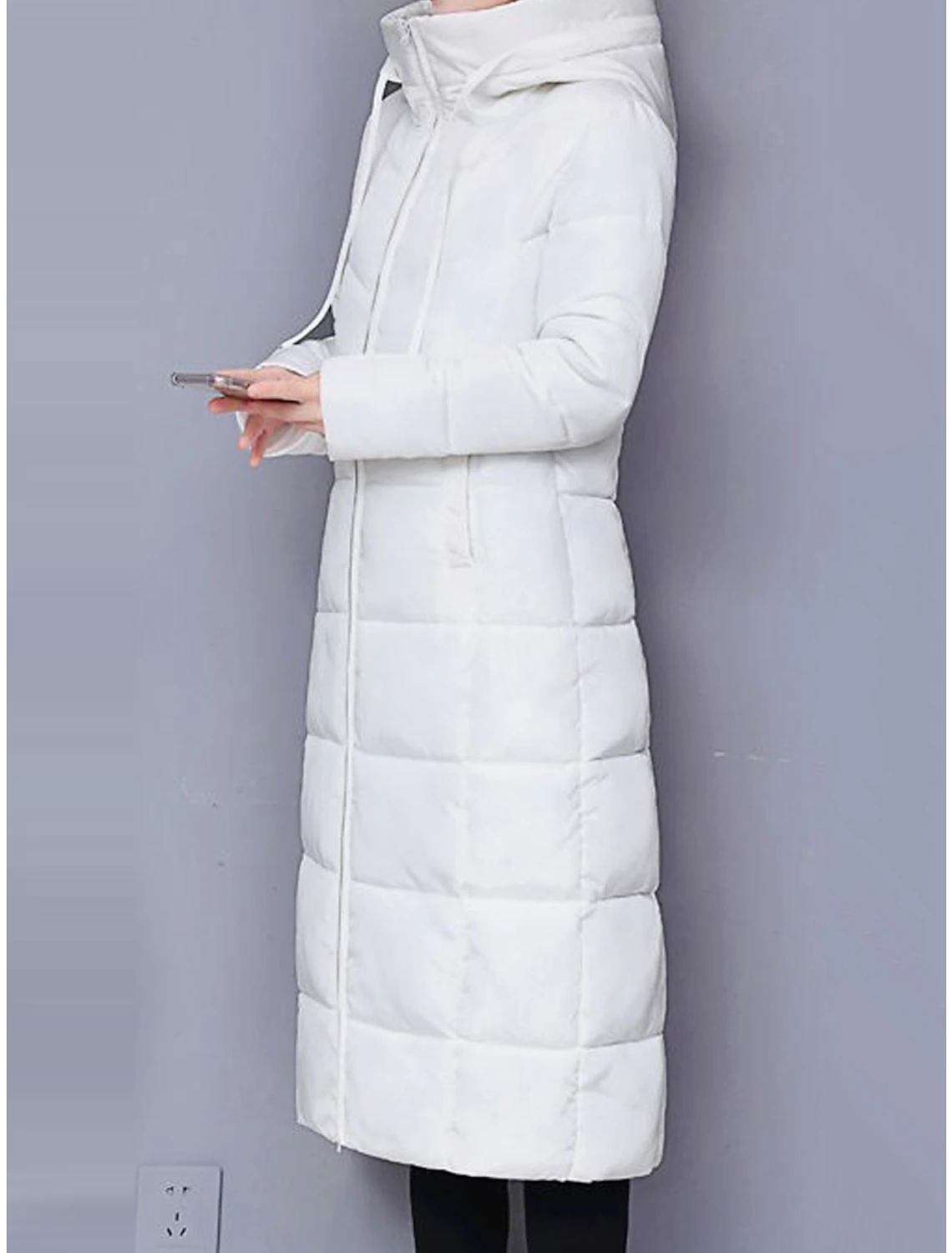 Women's Winter Coat Quilted Jacket Long Puffer Jacket Warm Windproof Parka with Pocket Zipper Hooded Outerwear Long Sleeve