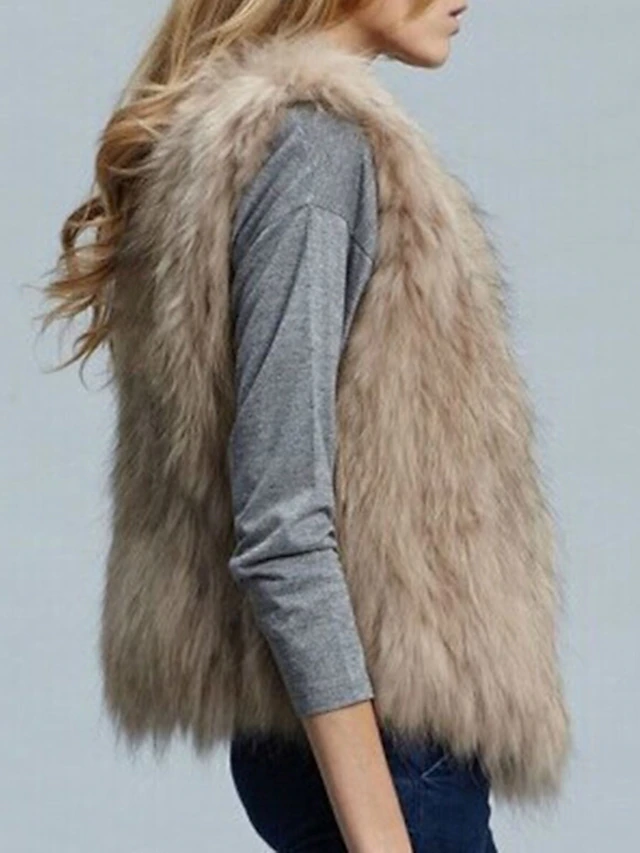 Women's Vest Wedding Daily Weekend Winter Regular Coat V Neck Regular Fit Jacket Sleeveless