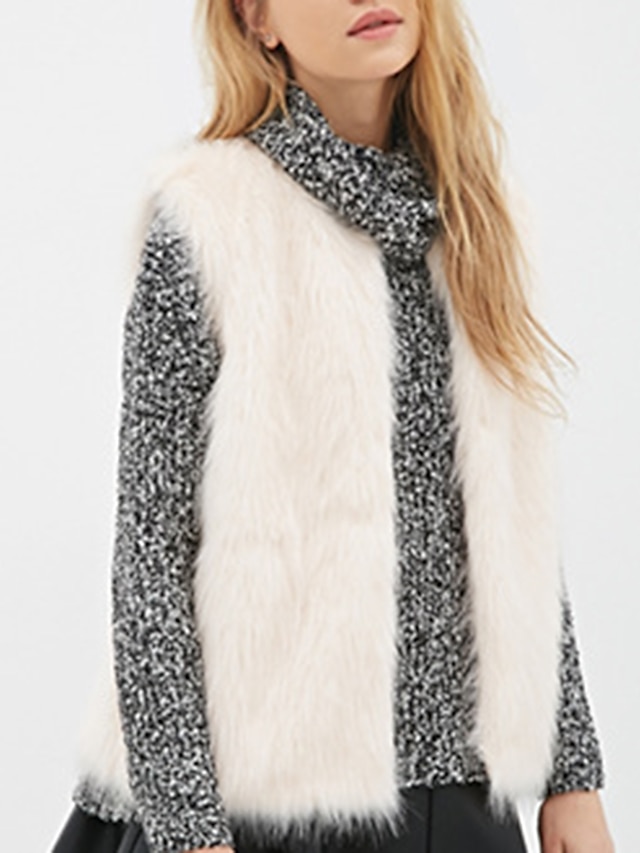 Women's Vest Wedding Daily Weekend Winter Regular Coat V Neck Regular Fit Jacket Sleeveless