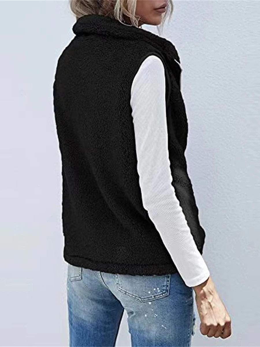 Women's Vest Outdoor Street Casual Fall Winter Coat Regular Fit Thermal Warm Windproof Breathable Comtemporary Stylish Simple Jacket Sleeveless Solid Color with Pockets