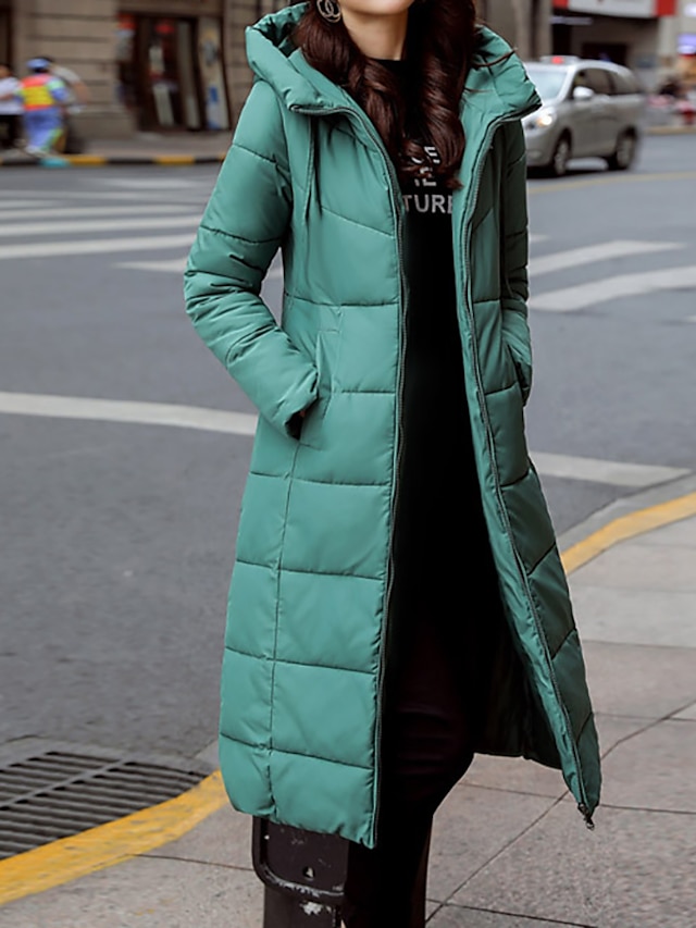 Women's Puffer Jacket Parka Outdoor Street Daily Winter Fall Long Coat Regular Fit Warm Breathable Jacket Long Sleeve