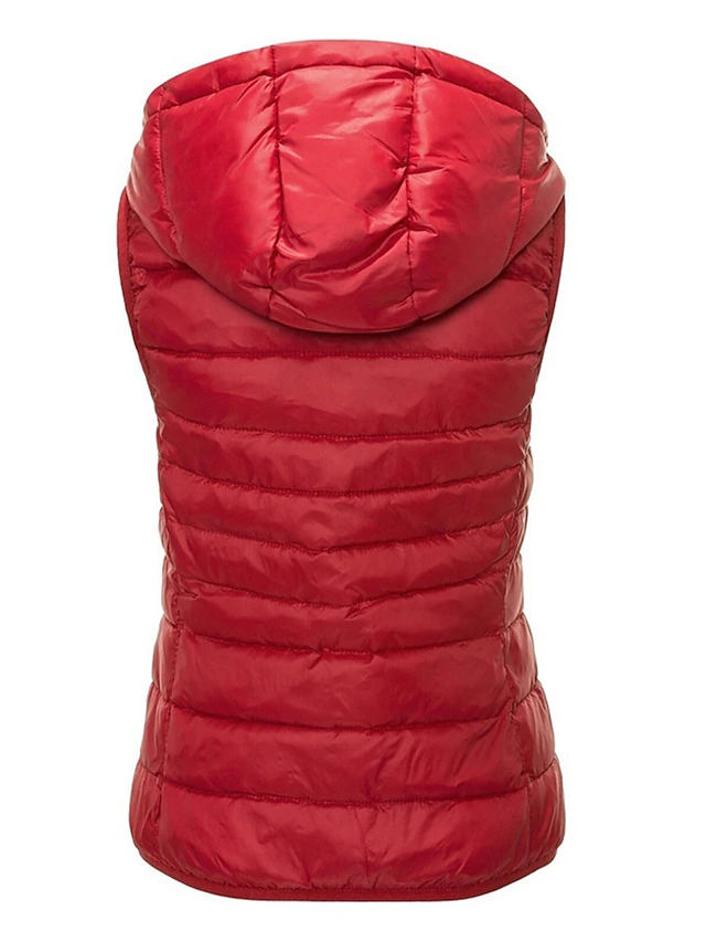 Women's Vest Daily Wear Vacation Going out Fall Winter Regular Coat Regular Fit Windproof Warm Breathable Comtemporary Stylish Casual Jacket Sleeveless Solid Color with Pockets