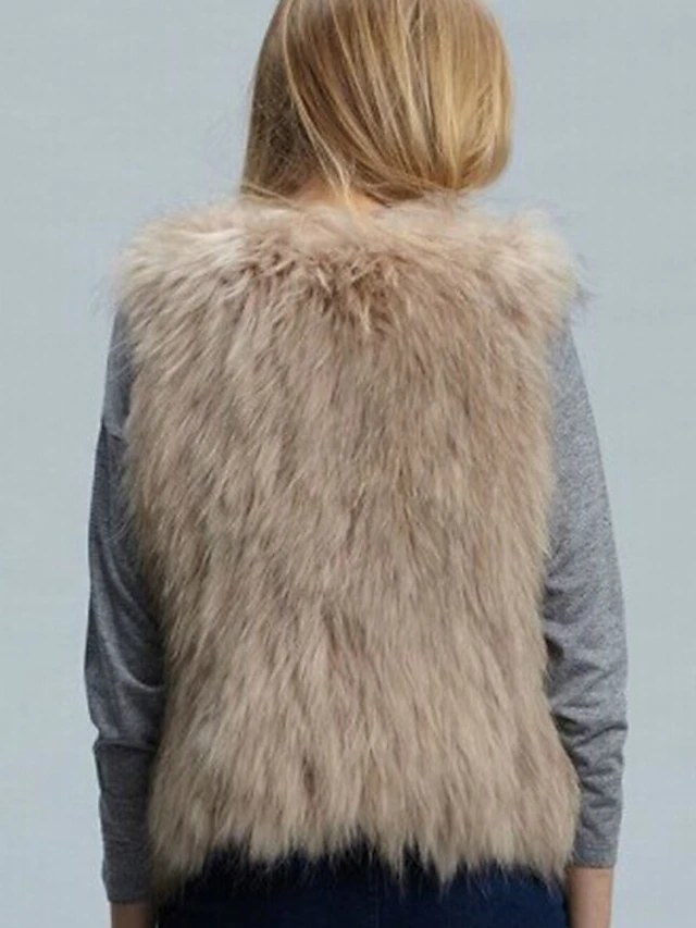 Women's Vest Wedding Daily Weekend Winter Regular Coat V Neck Regular Fit Jacket Sleeveless