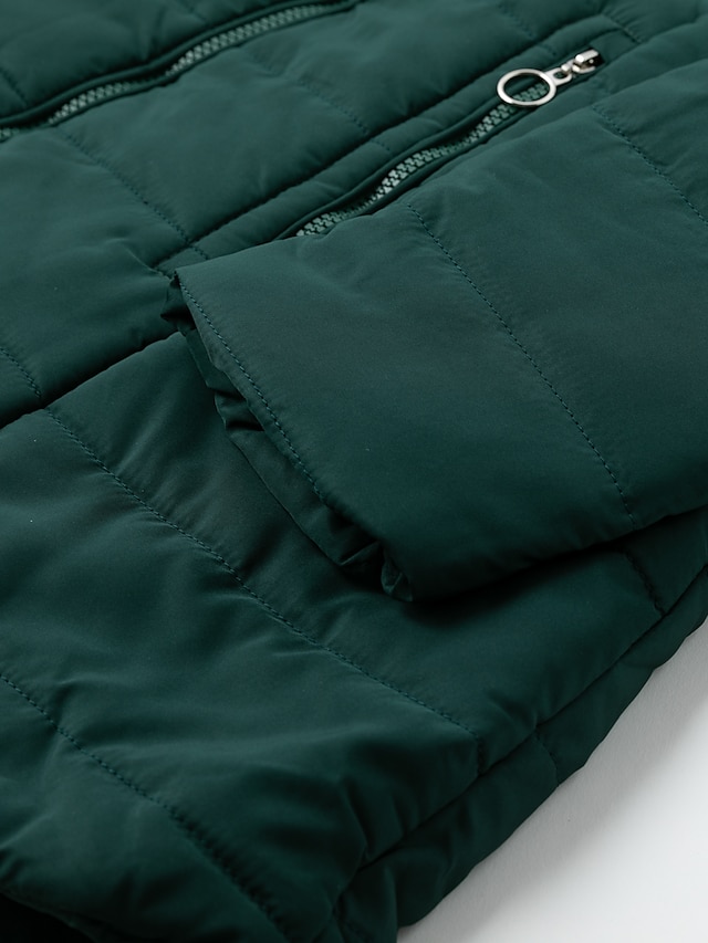 Women's Puffer Jacket Winter Jacket Winter Coat Warm Windproof Street Casual Daily Zipper Pocket Zipper Hoodie Casual Street Style Plain Regular Fit Outerwear Long Sleeve