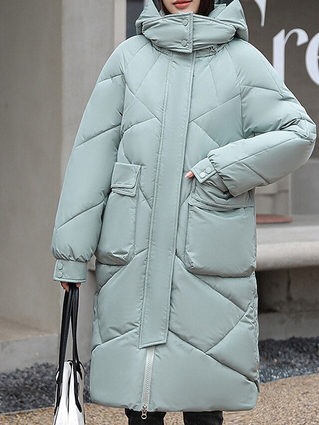 Women's Parka Long Puffer Coat Warm Heated Jacket Windproof Winter Coat with Pockets Street Outerwear Long Sleeve Fall
