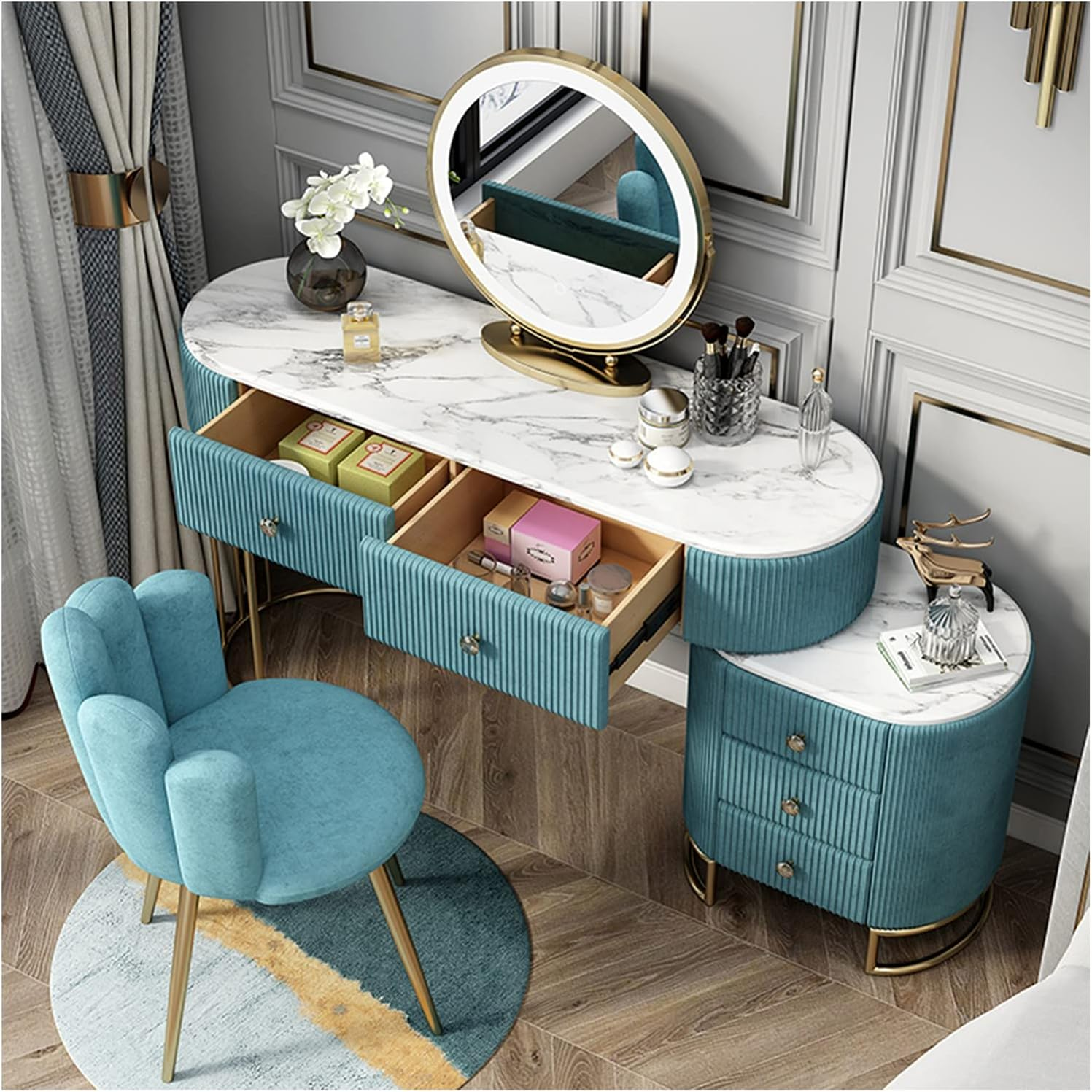 Modern Dressing Table Imitation Stone Dressing Table Storage