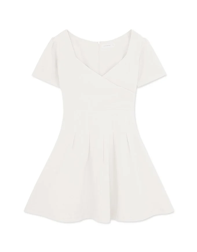 Heart Neck Pleated Mini Dress