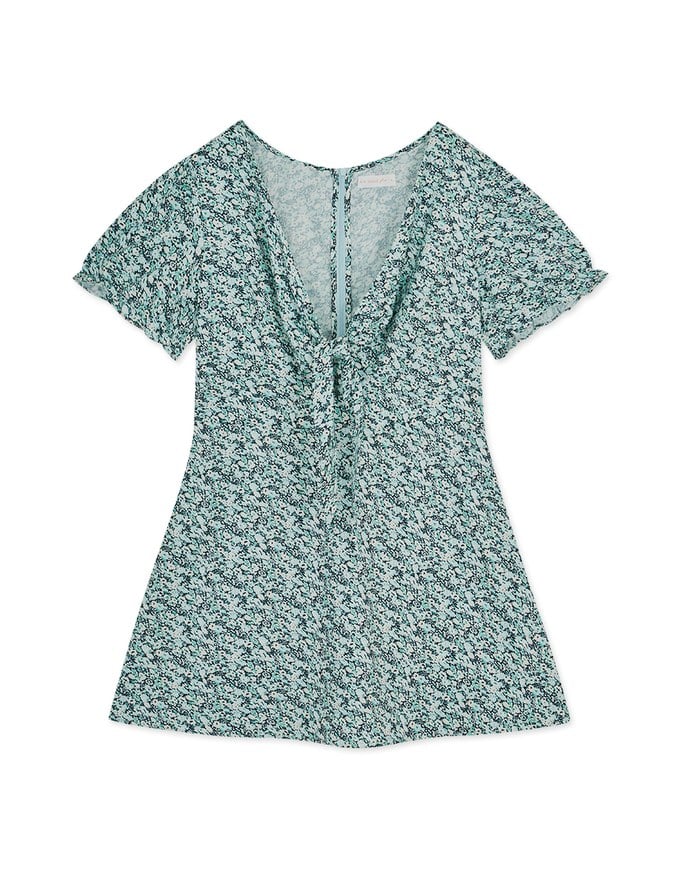 Ditsy Floral Tie Ribbon Mini Dress