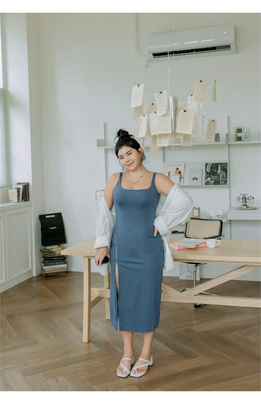 Thin Shoulder Long Dress (With Padding)