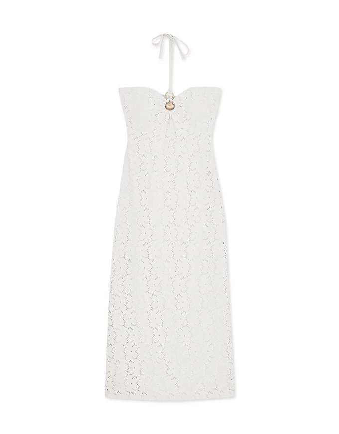 Neck Shell Embellished Long Dress (With Padding)