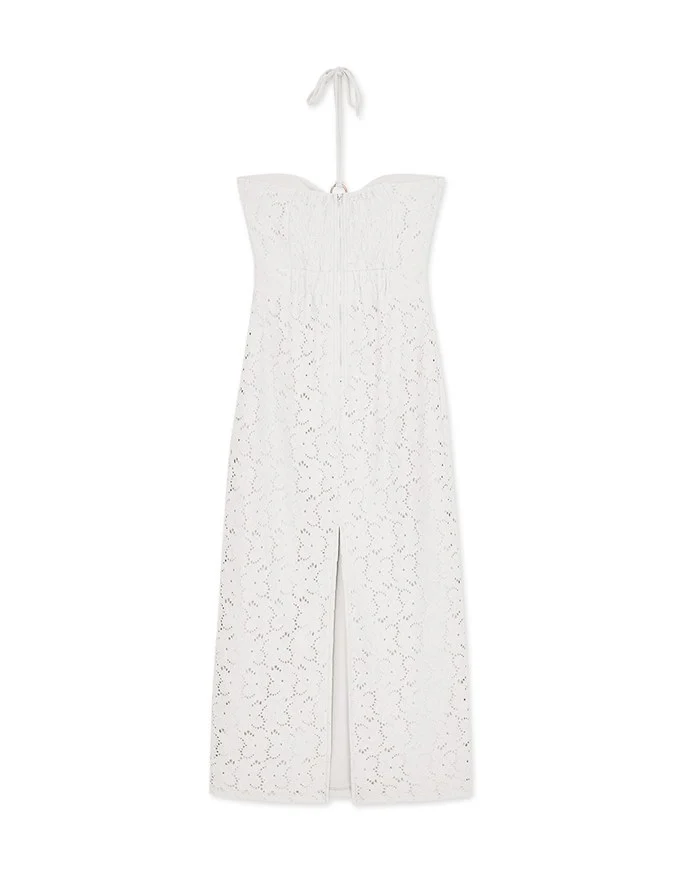 Neck Shell Embellished Long Dress (With Padding)