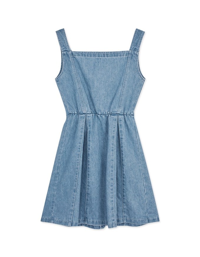 Button Breasted Denim Tank Mini Dress