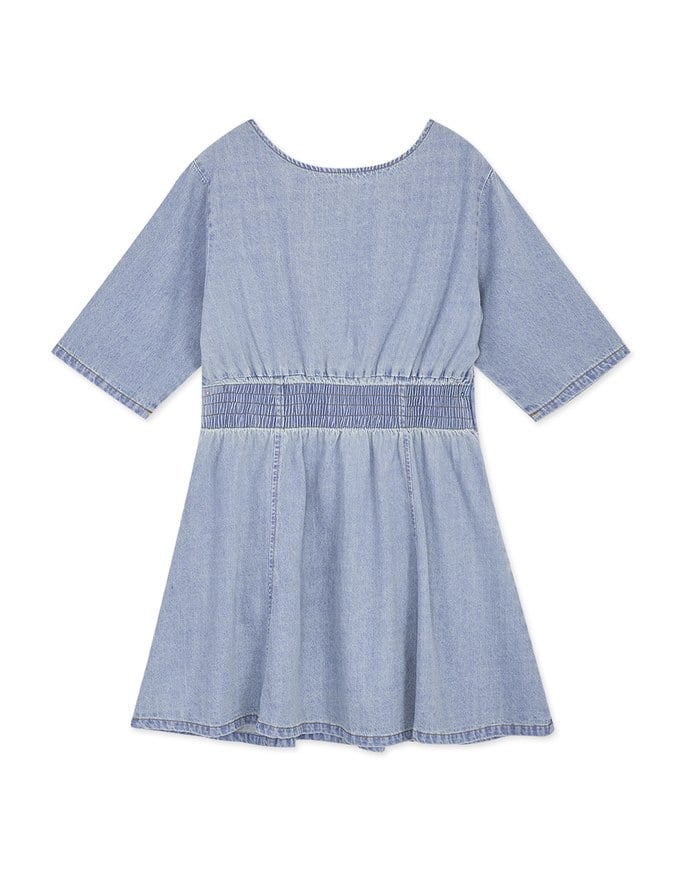 Classic V-Neck Button-Down Denim Dress
