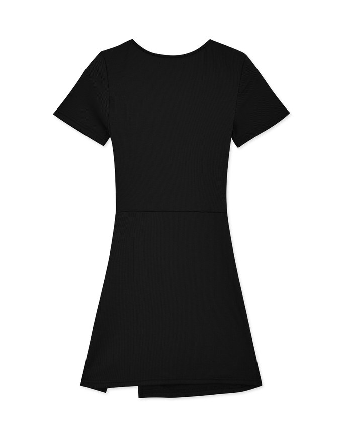 Ribbed Fitted Slit Mini Dress