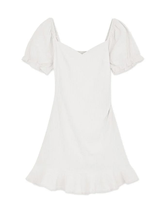 Peach Heart Neck Mermaid Short Sleeve Dress