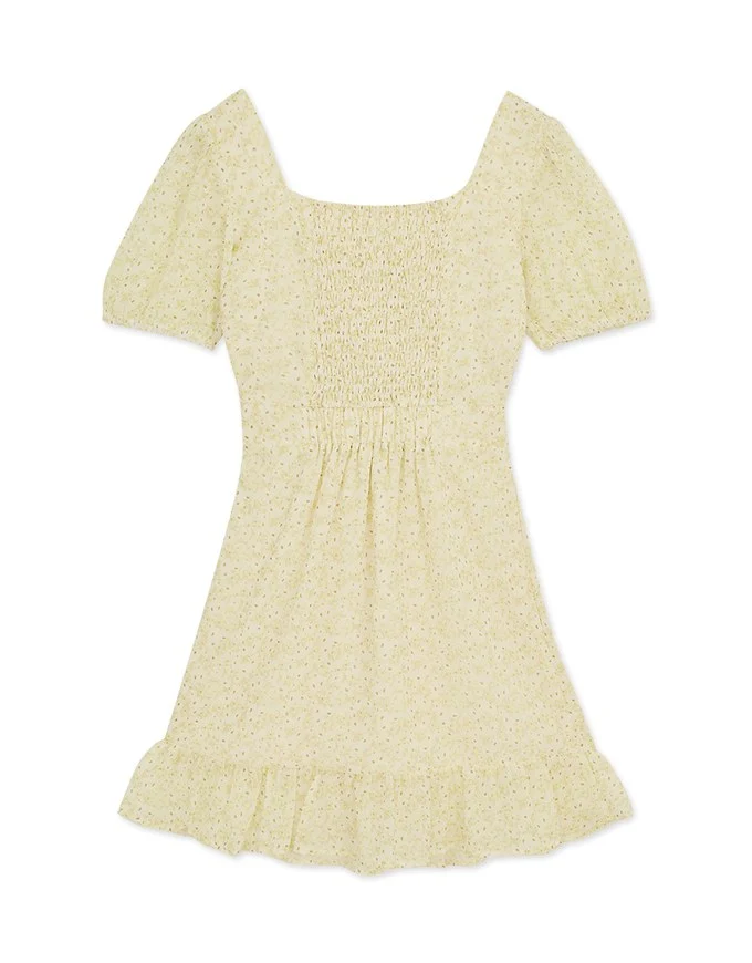 Floral Hollow Fishtail Mini Dress (With Padding)