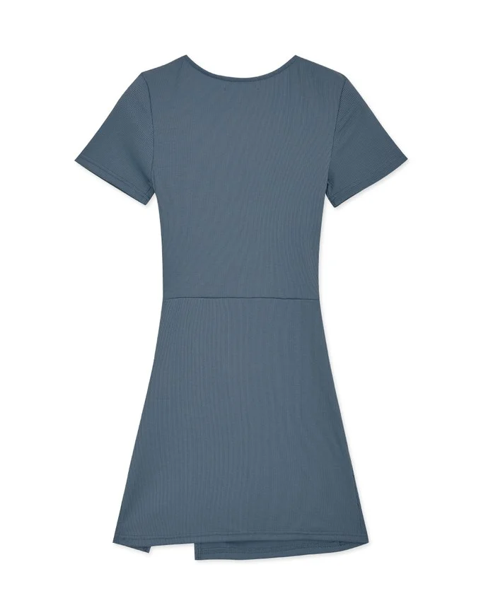 Ribbed Fitted Slit Mini Dress
