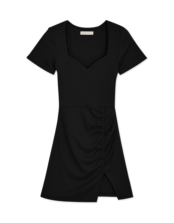 Ribbed Fitted Slit Mini Dress