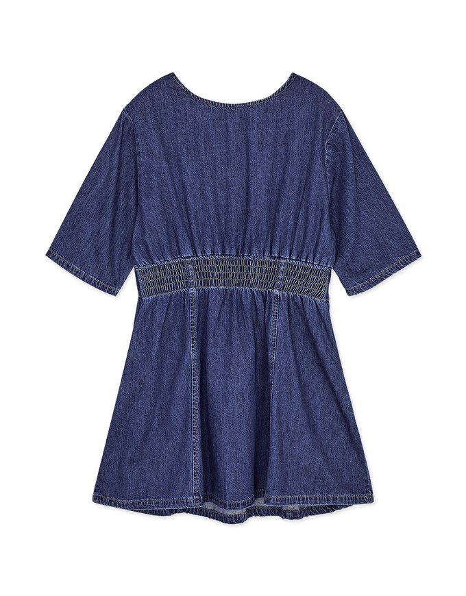 Classic V-Neck Button-Down Denim Dress