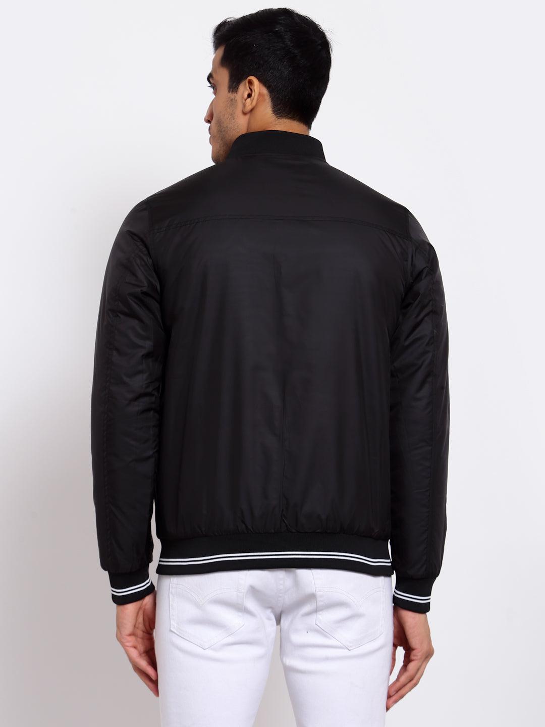 Men Olive Green Black Reversible Outdoor Bomber Jacket