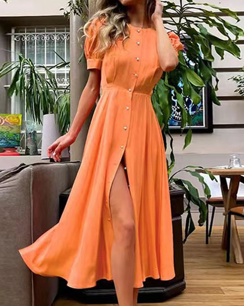 Fashion Solid Color Dress