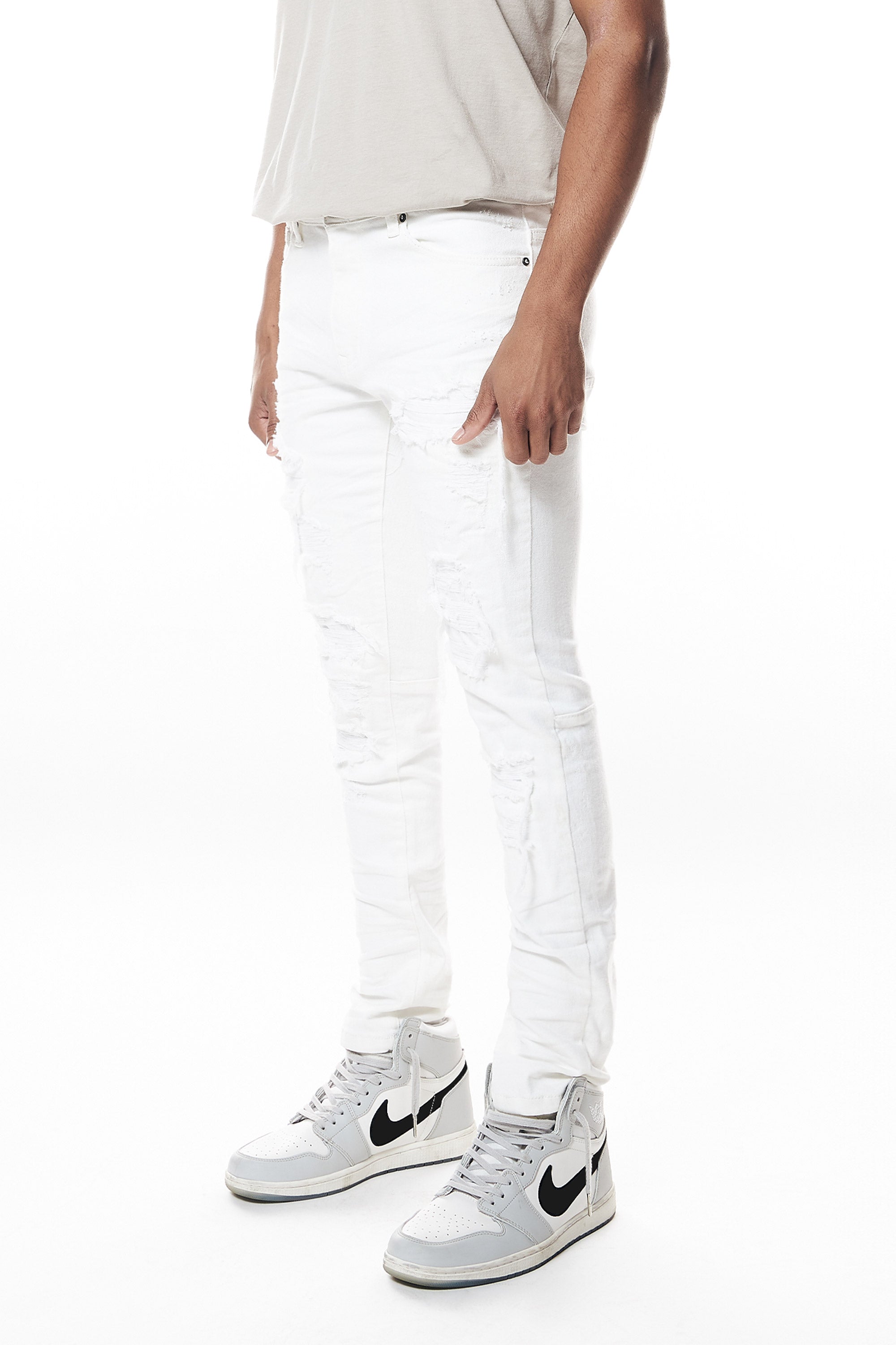 Distressed Rip & Repair Slim Tapered Denim Jeans