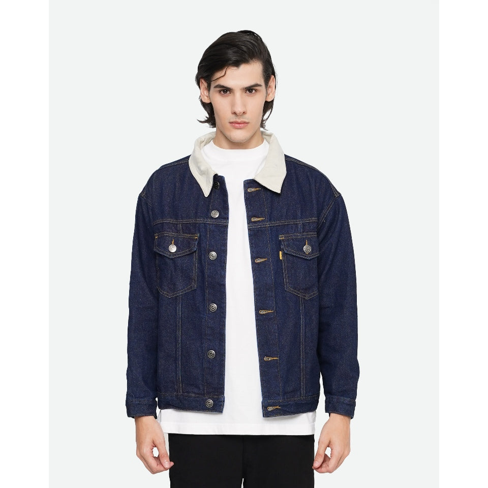 Erigo Denim Jacket Corduroy Collar Lien Dark Blue Unisex