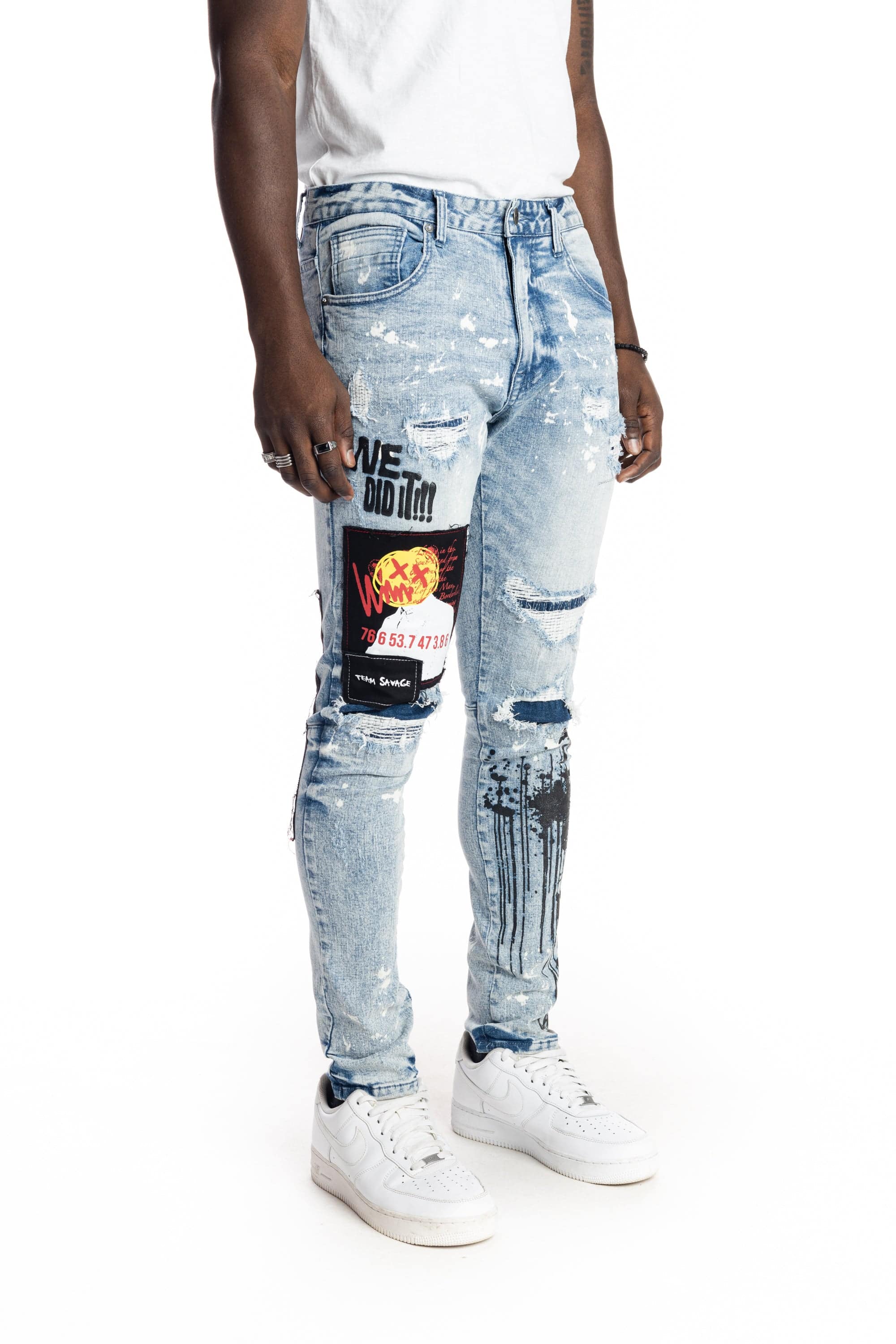 Graphic Patched Fashion Jeans