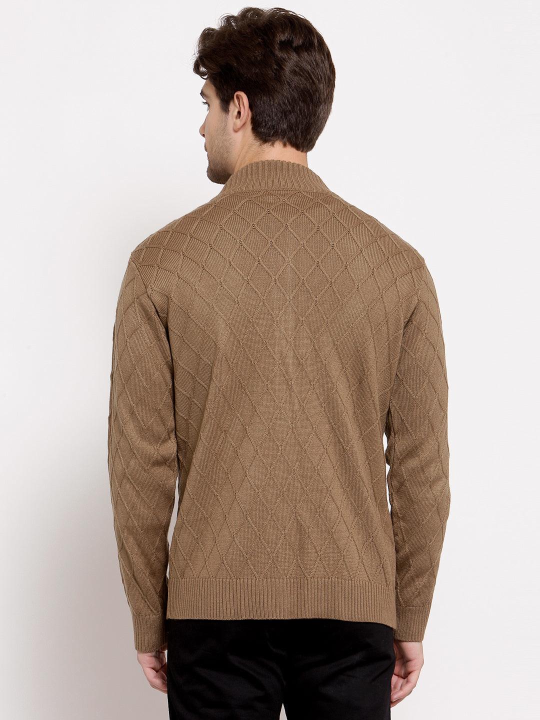 Style Quotient Mens Geometric Front-Open Sweaters