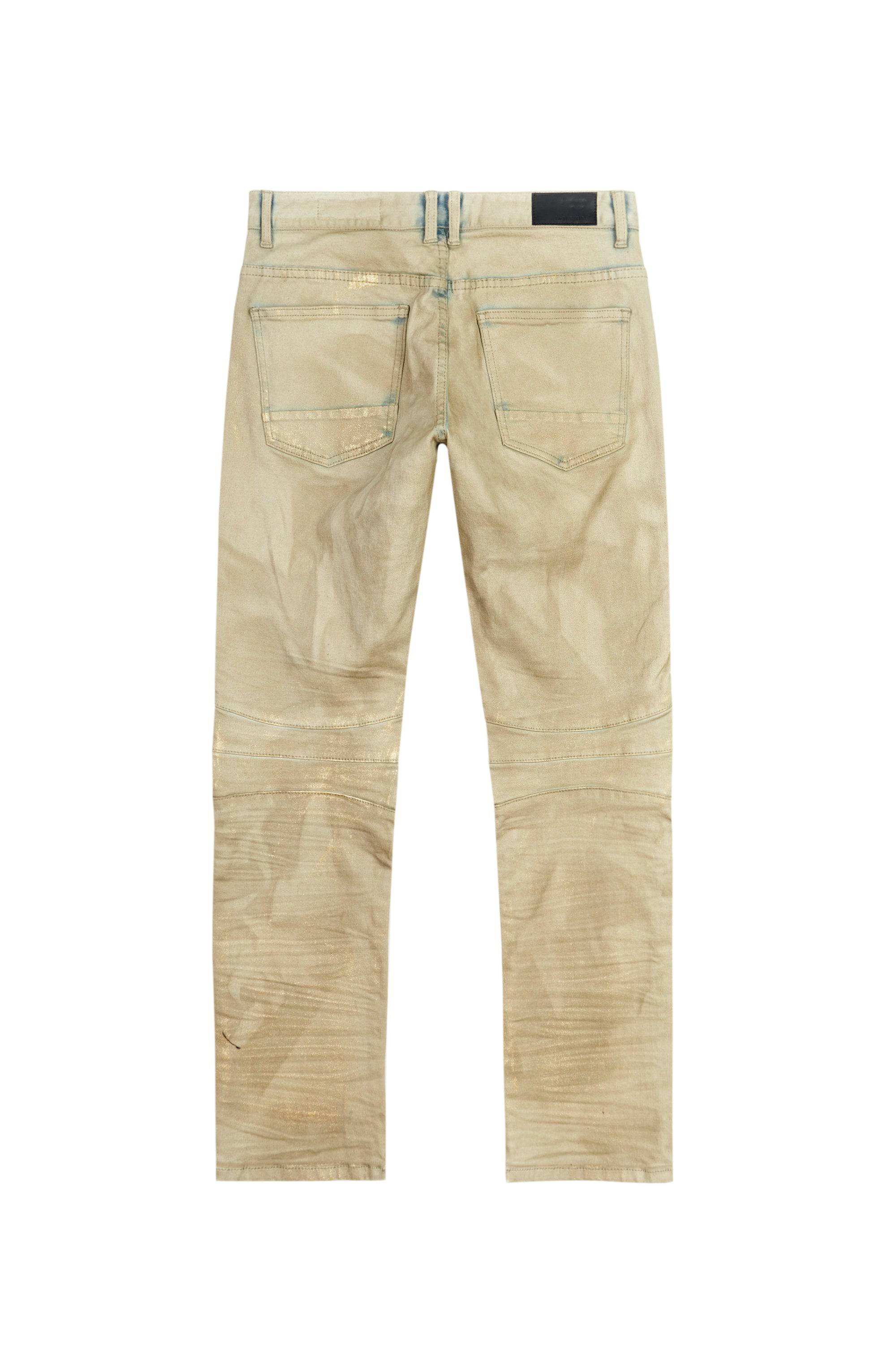 Waxed Zipper Moto Jeans