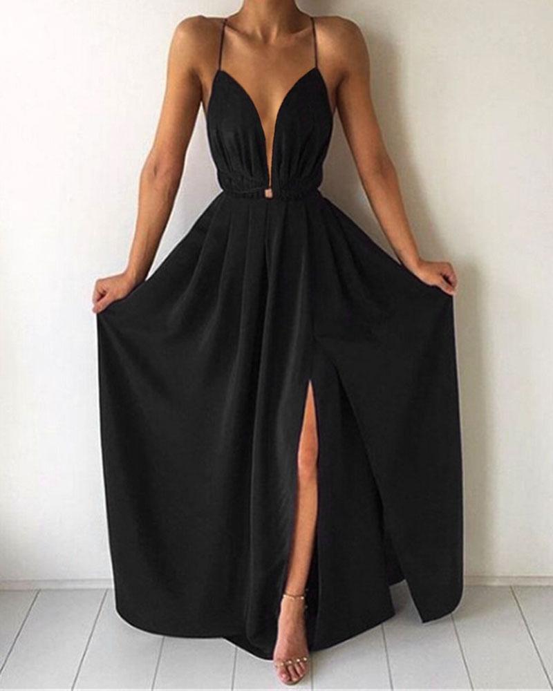 V-neck Strapless Chiffon Dress