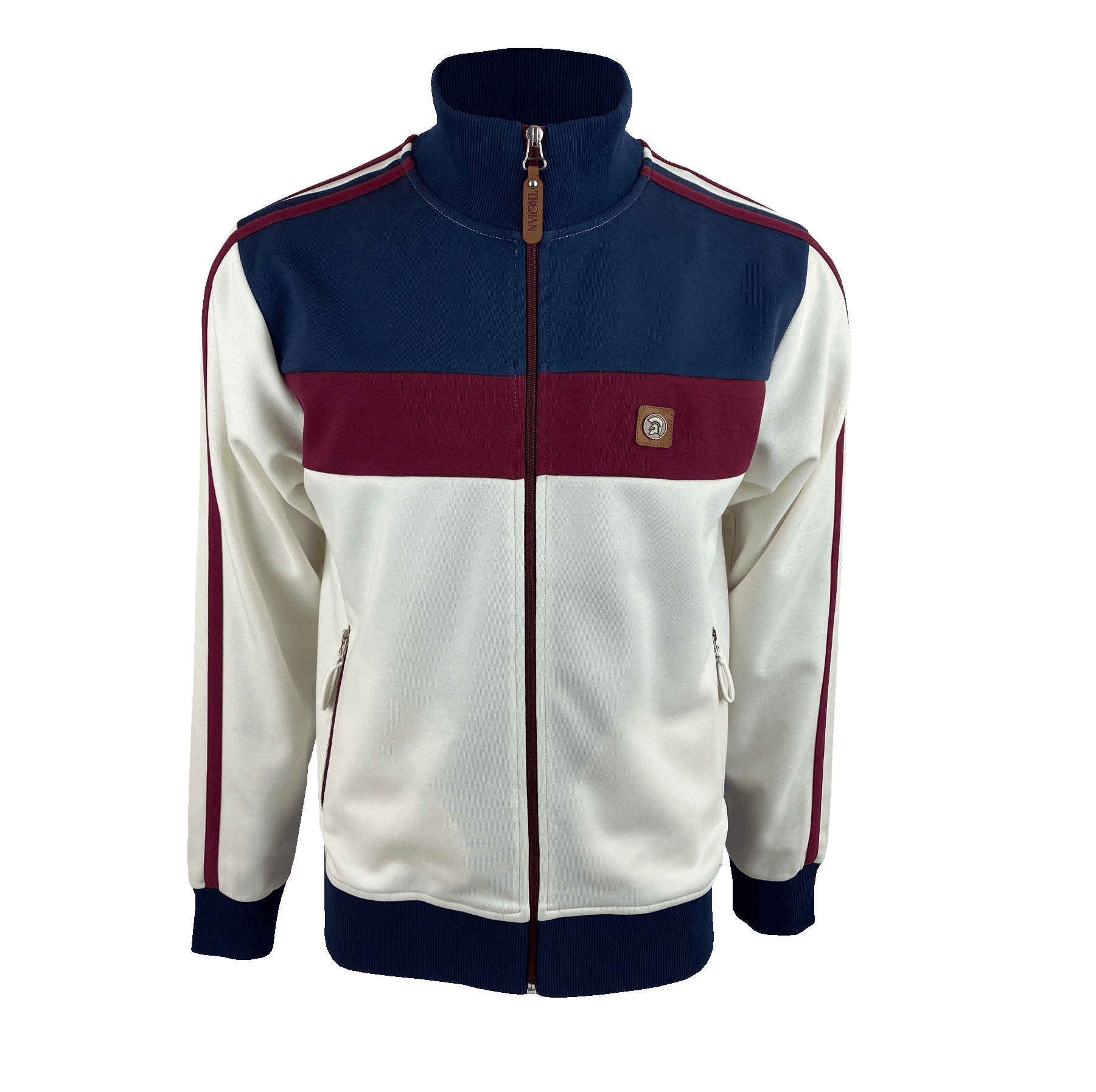 Trojan Twin Stripe Panel Track Top Ecru