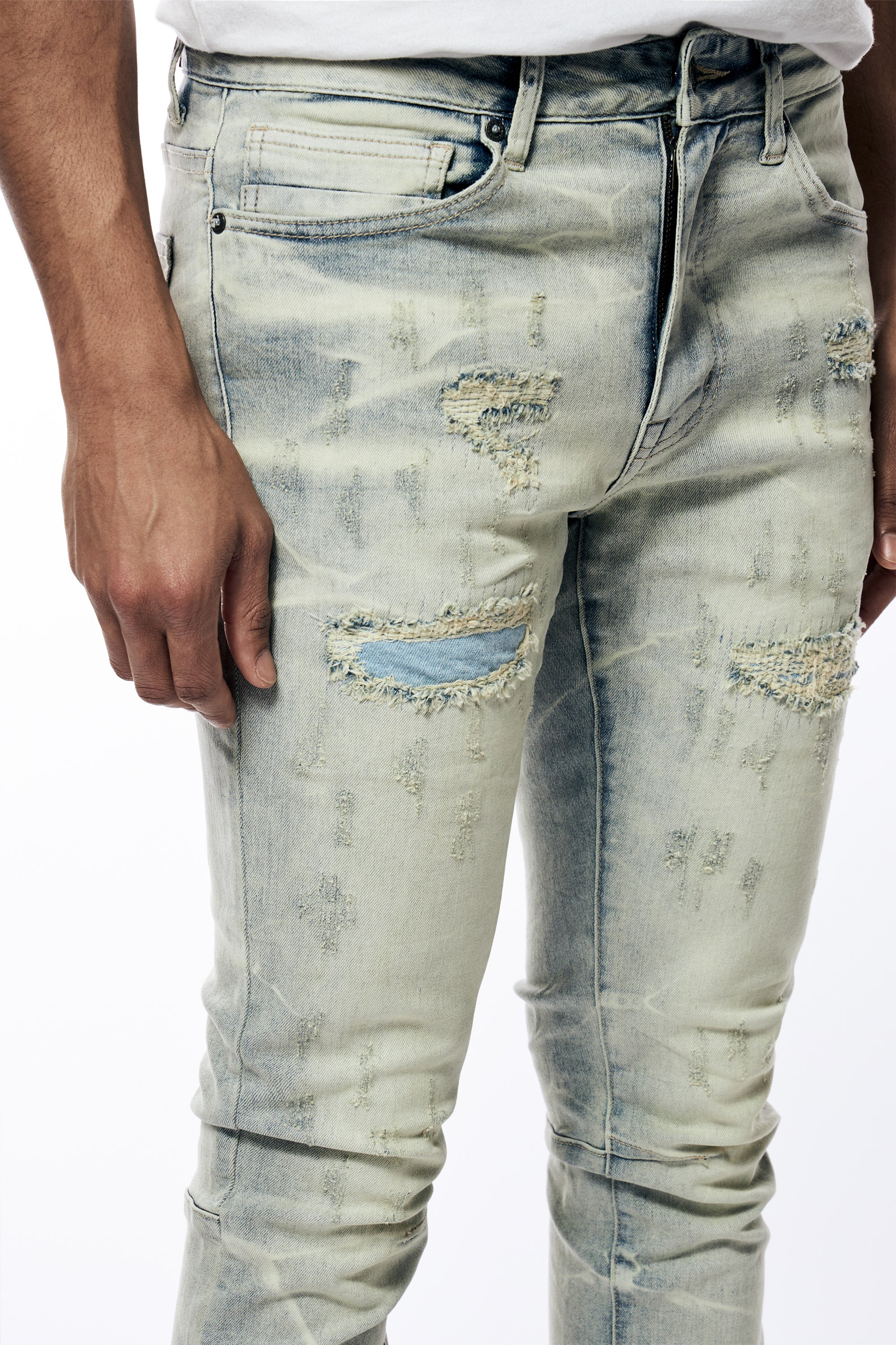 Rip & Repaired Lightning Washed Denim Jeans
