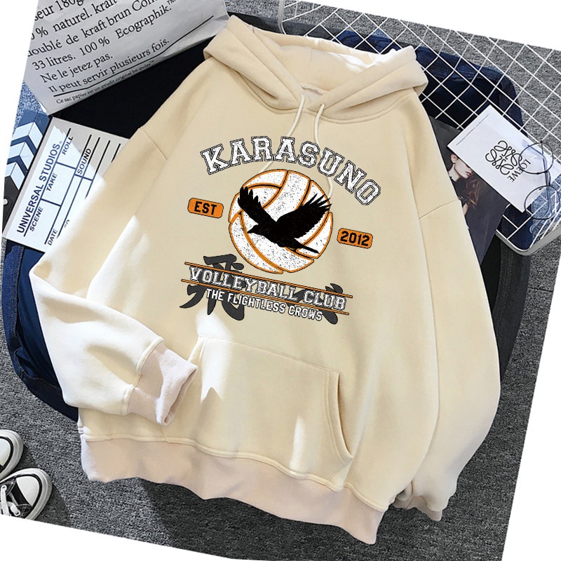 Haikyuu Print Anime Hoodies —— Harajuku Karasuno Fly High Graphic Hooded Jacket Unisex Couples Tops