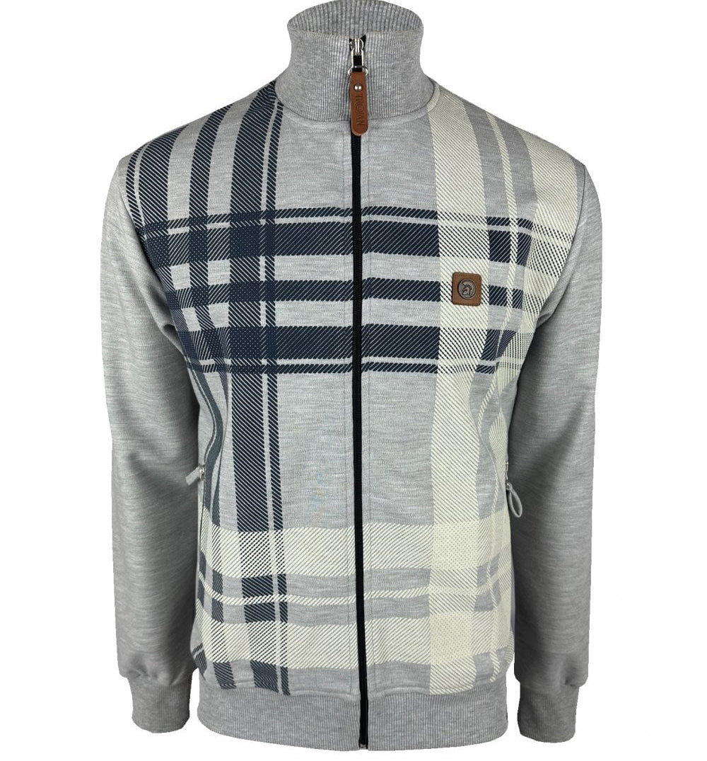 Trojan Oversize Check Track Top Grey