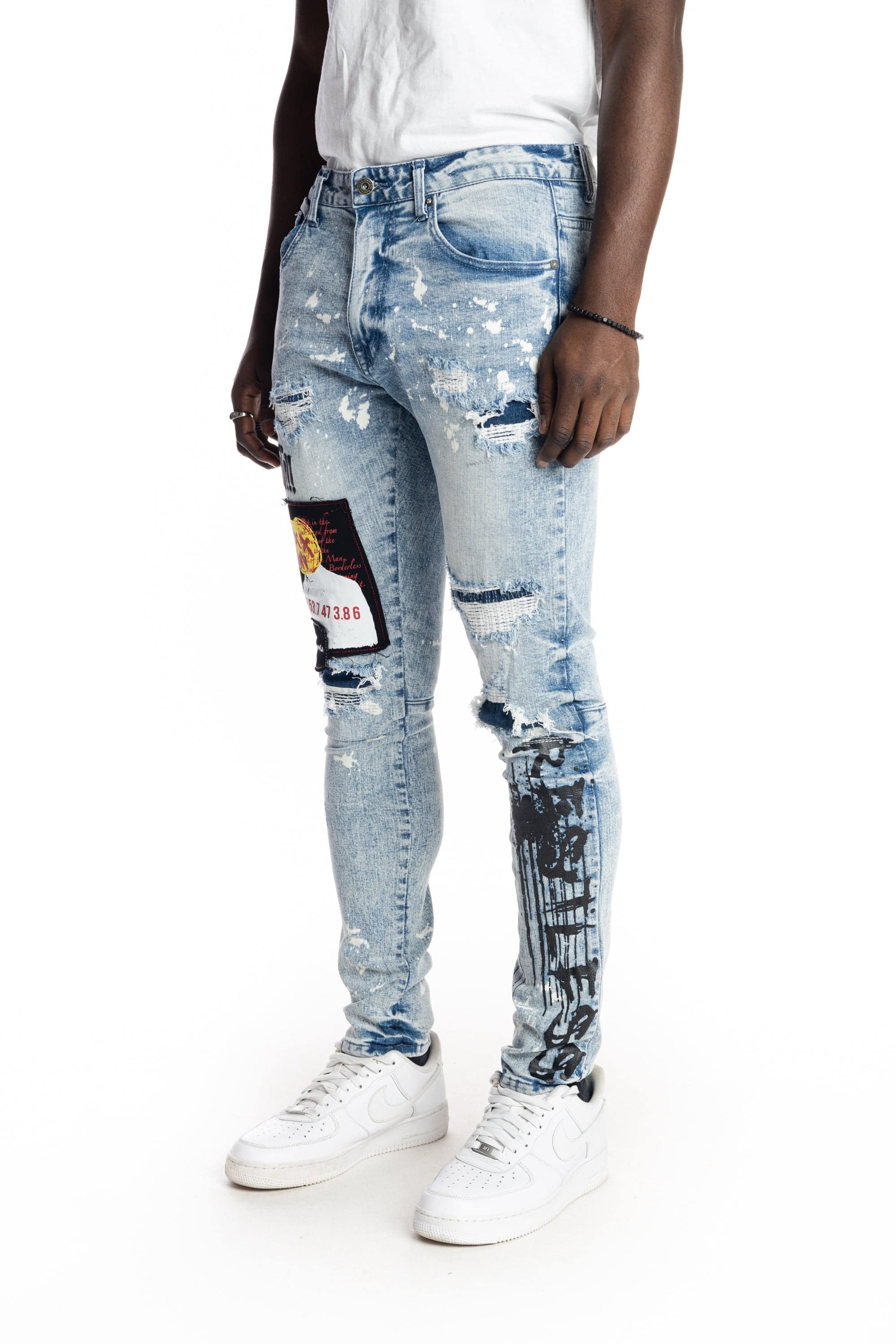 Graphic Patched Fashion Jeans