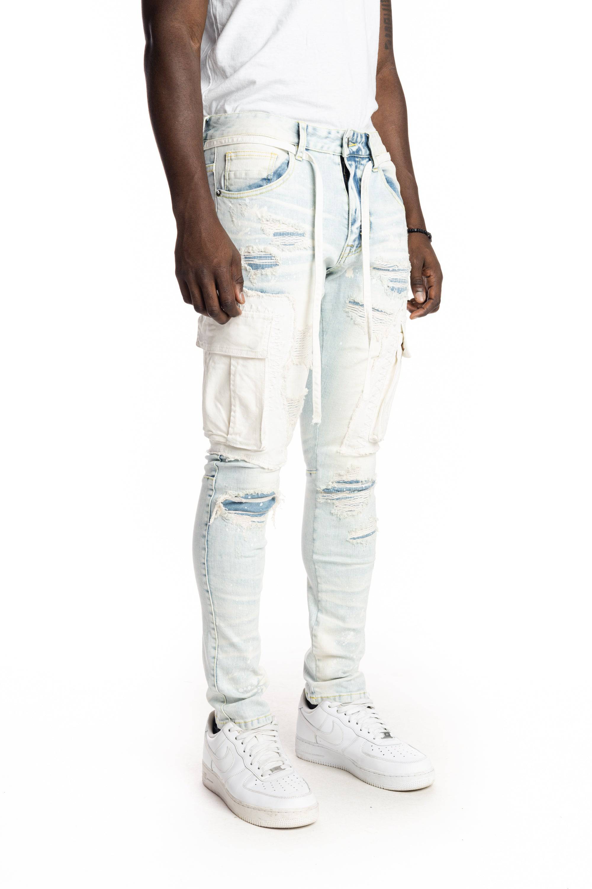 Belted Cargo Fashion Jeans
