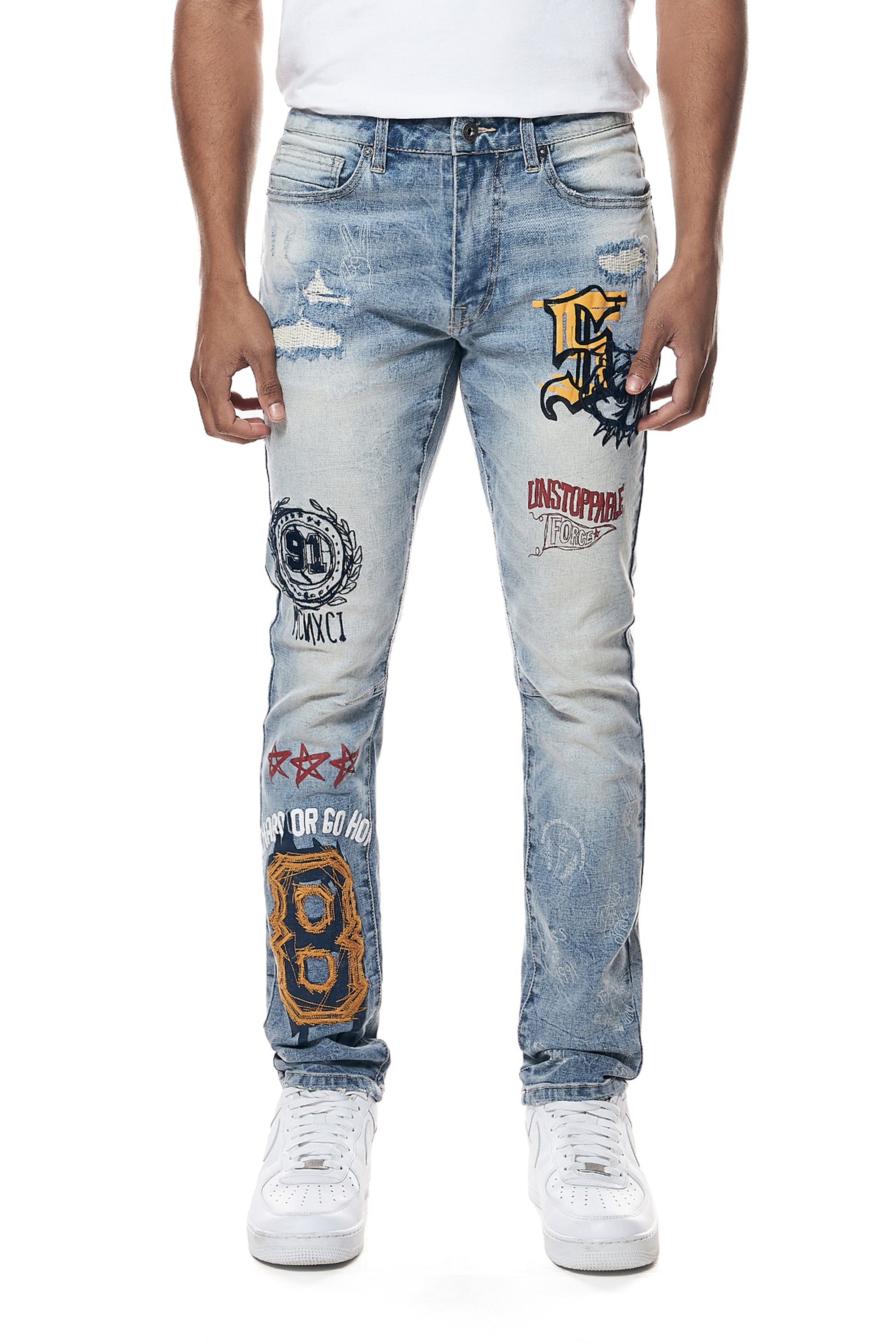 Varsity Slim Tapered Denim Jeans