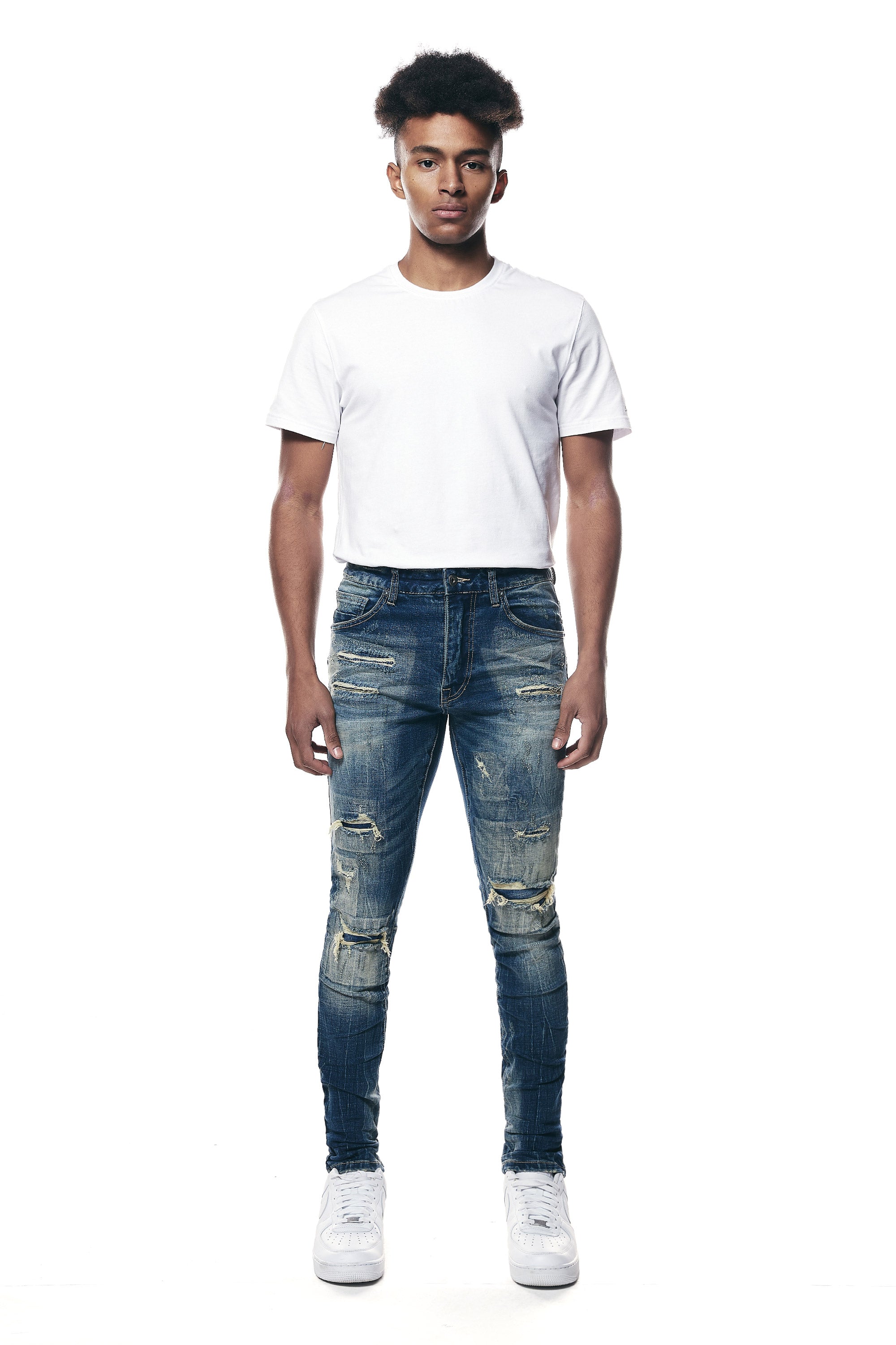 Distressed Rip & Repair Super Skinny Denim Jeans