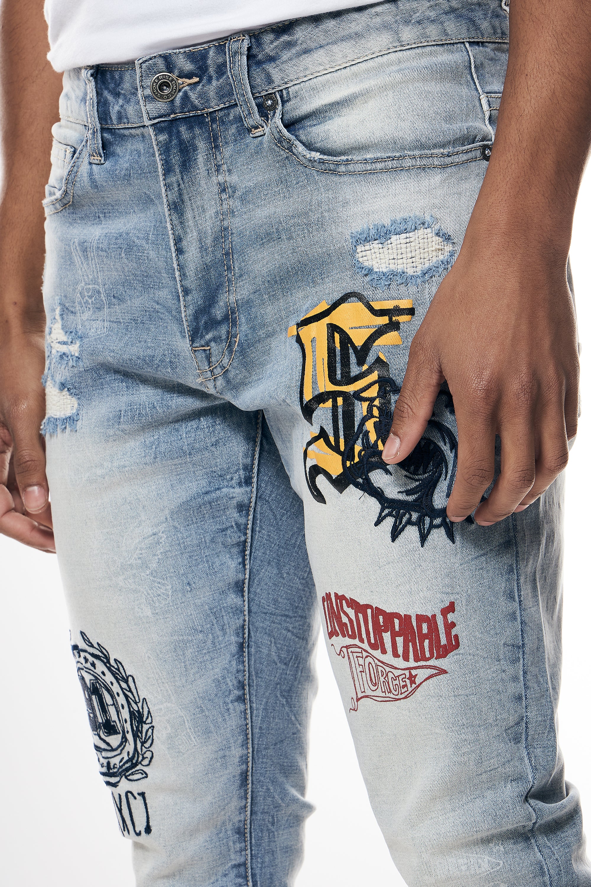 Varsity Slim Tapered Denim Jeans