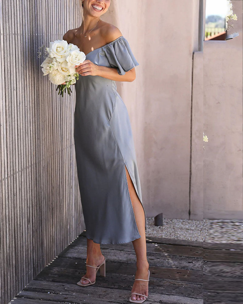 Elegant Solid Color One Shoulder Dress