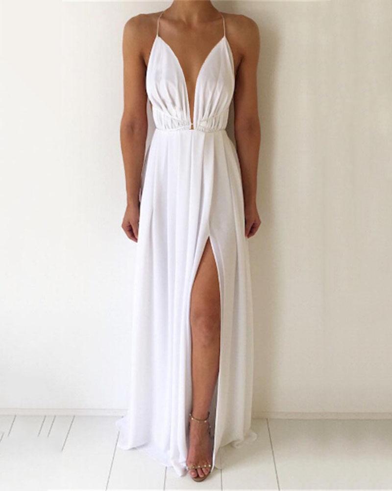 V-neck Strapless Chiffon Dress