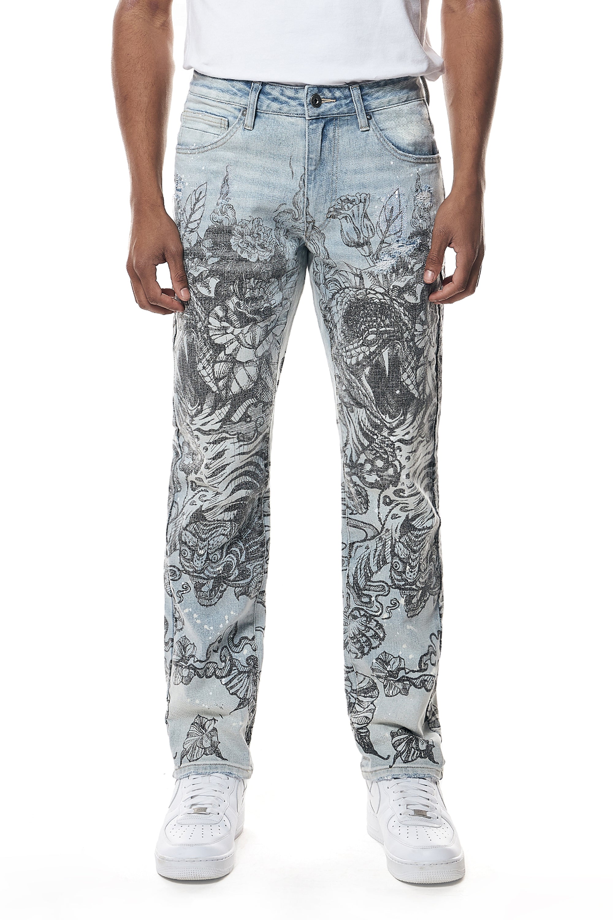 Tattoo Slim Fit Denim Jeans