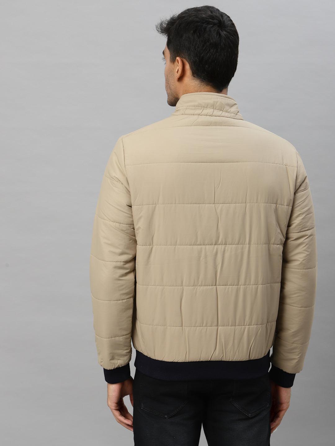 Style Quotient Men Beige Reversible Padded Jacket with Patchwork