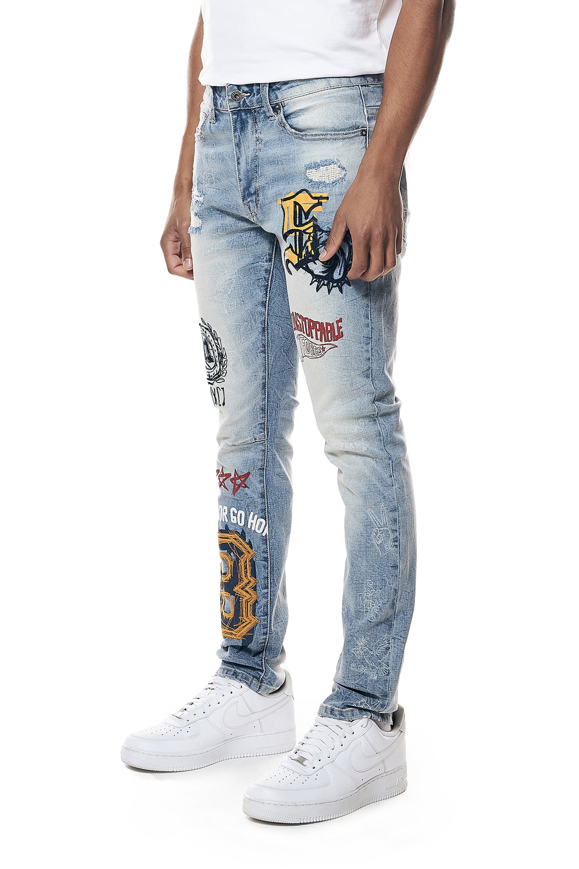 Varsity Slim Tapered Denim Jeans