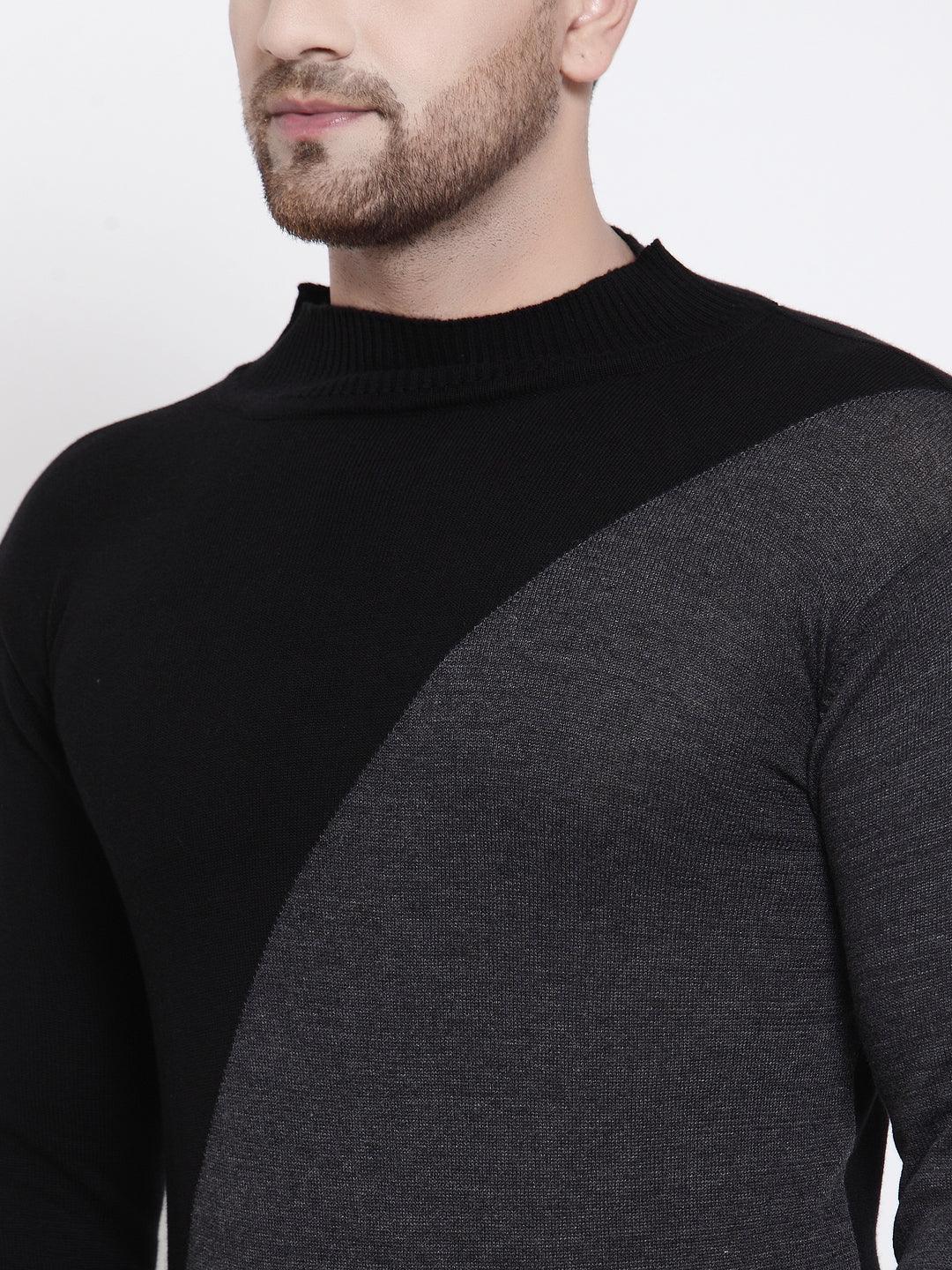 Men Grey Solid Sweater