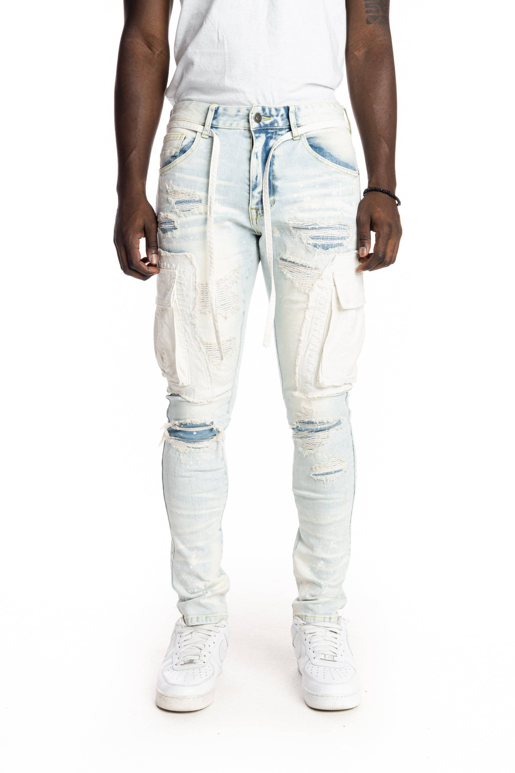 Belted Cargo Fashion Jeans