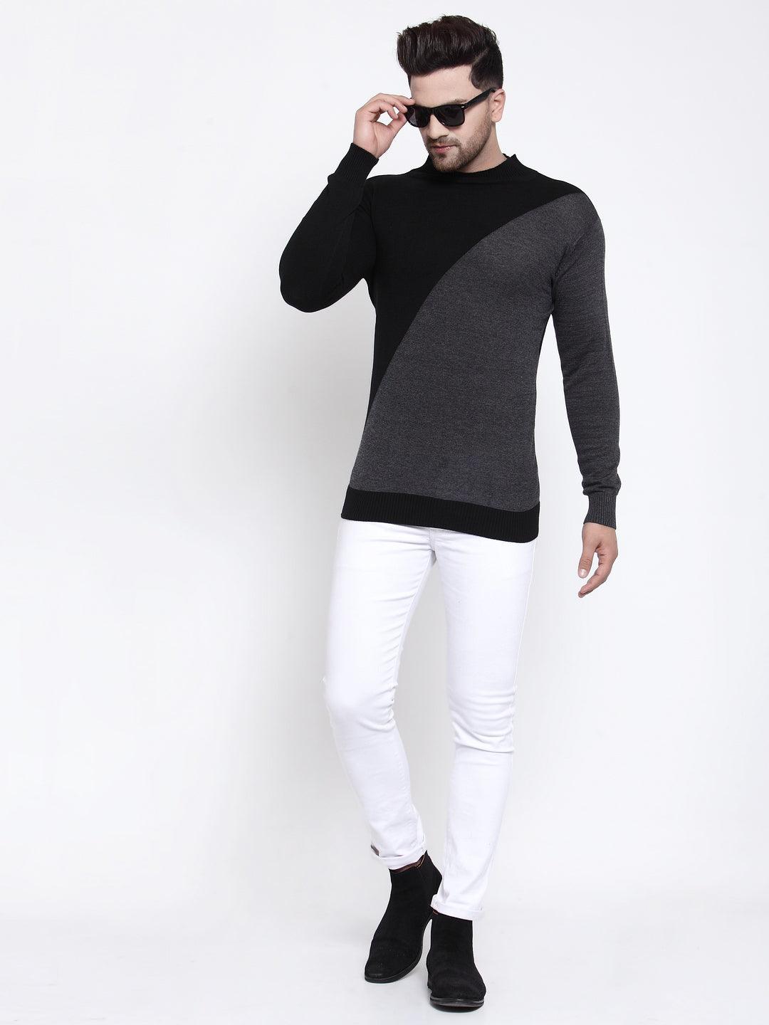 Men Grey Solid Sweater
