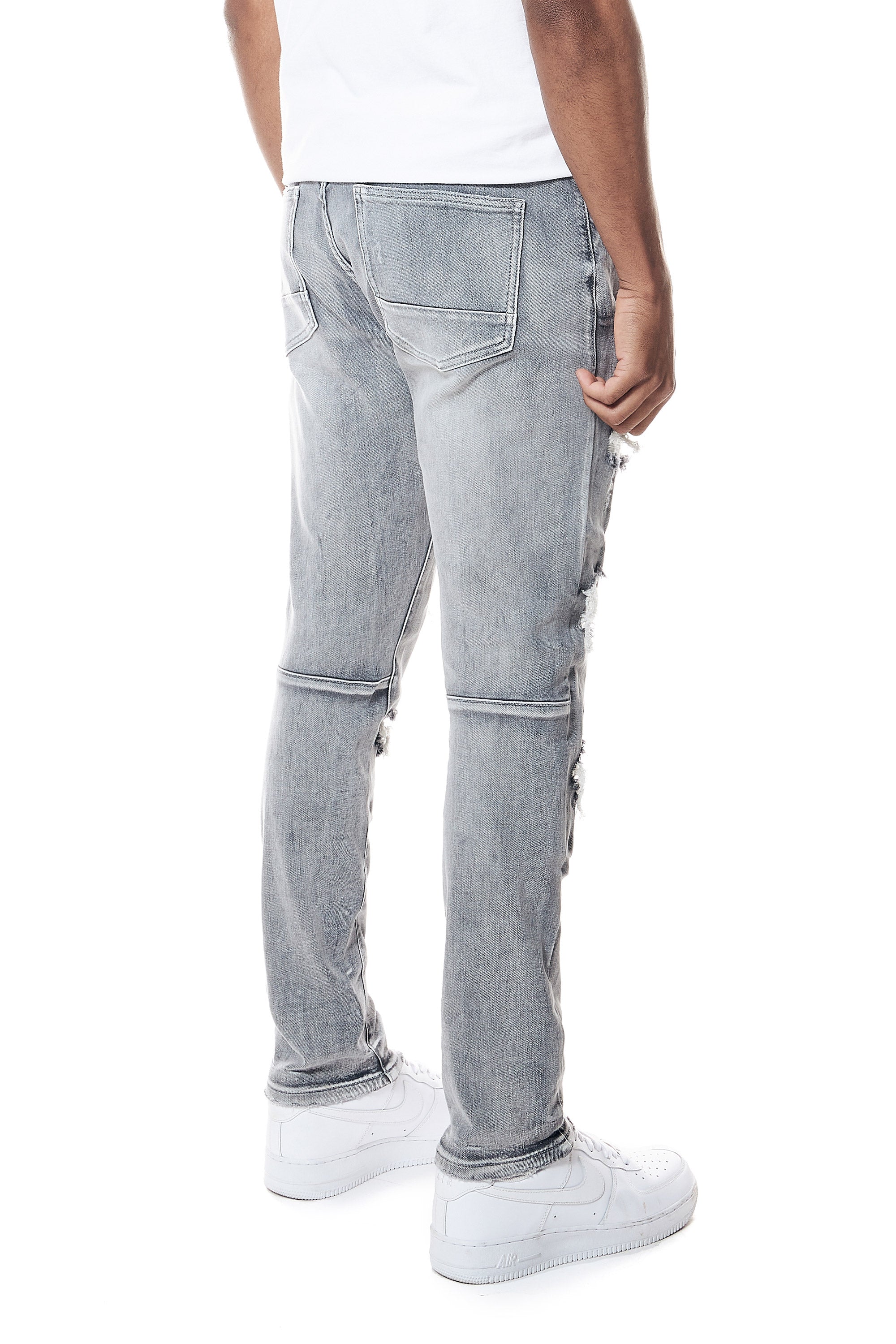 Distressed Rip & Repair Slim Tapered Denim Jeans