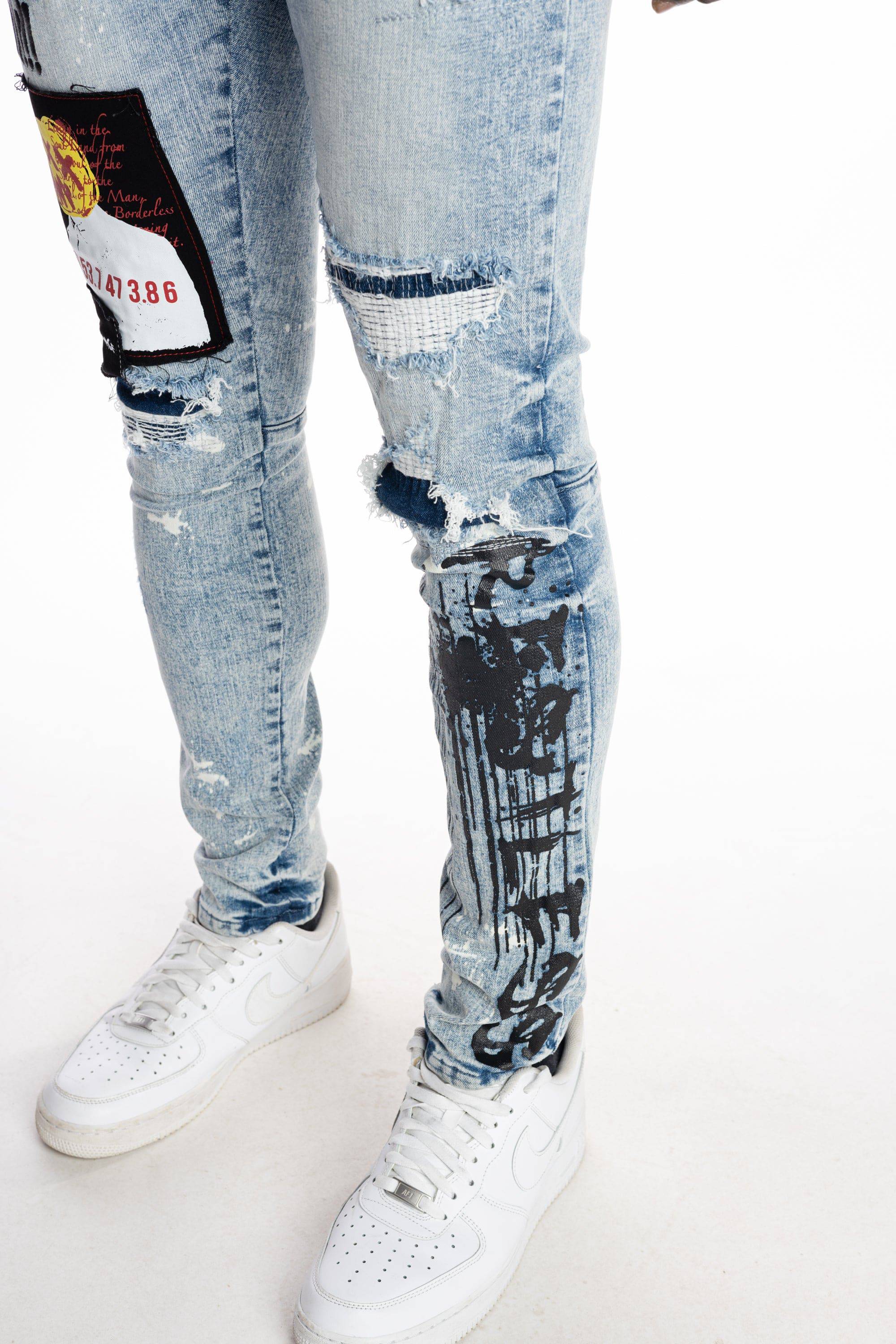 Graphic Patched Fashion Jeans